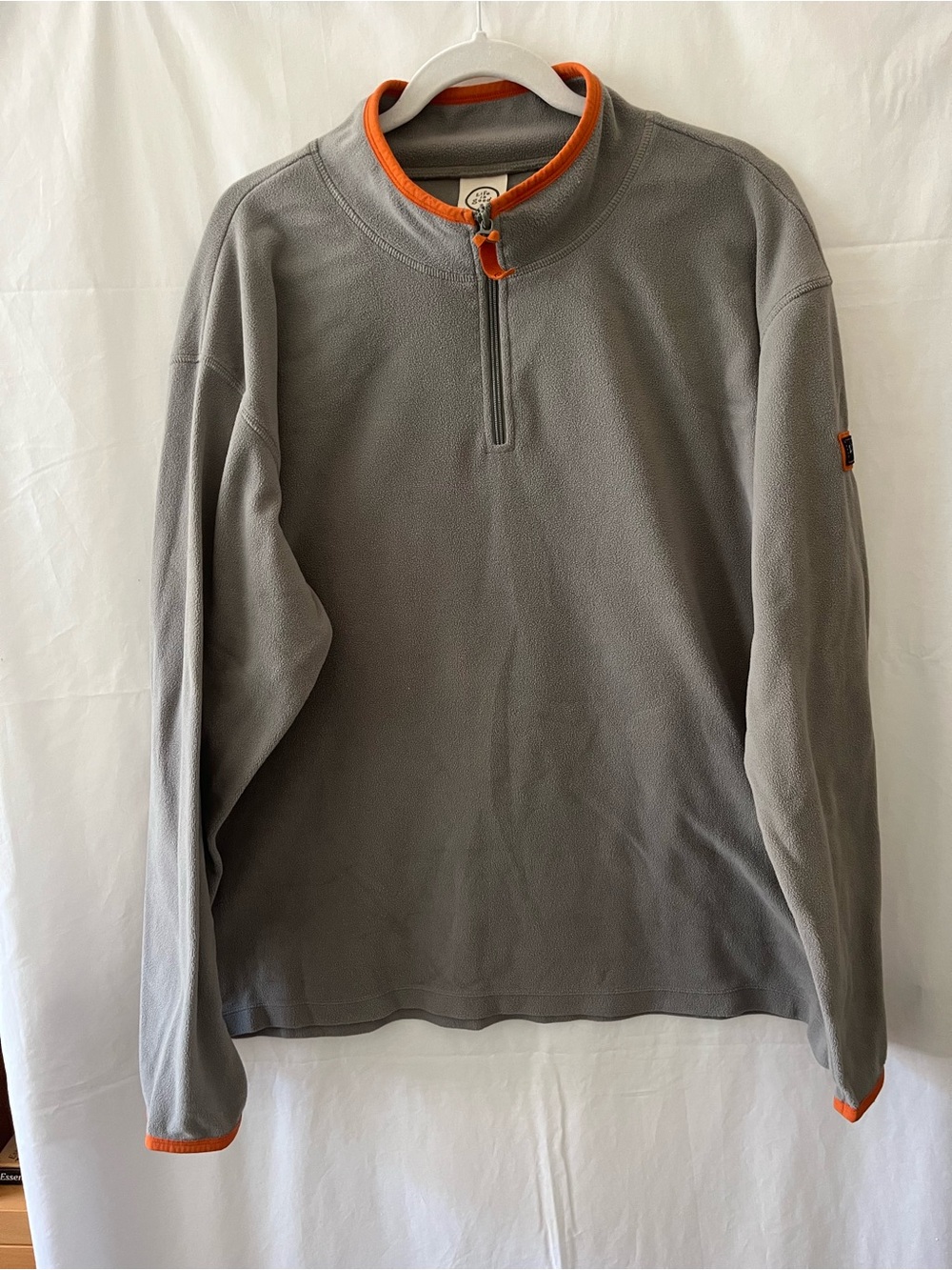 Life Is Good Men's Gray Zip-Up Fleece with Orange Trim  XL